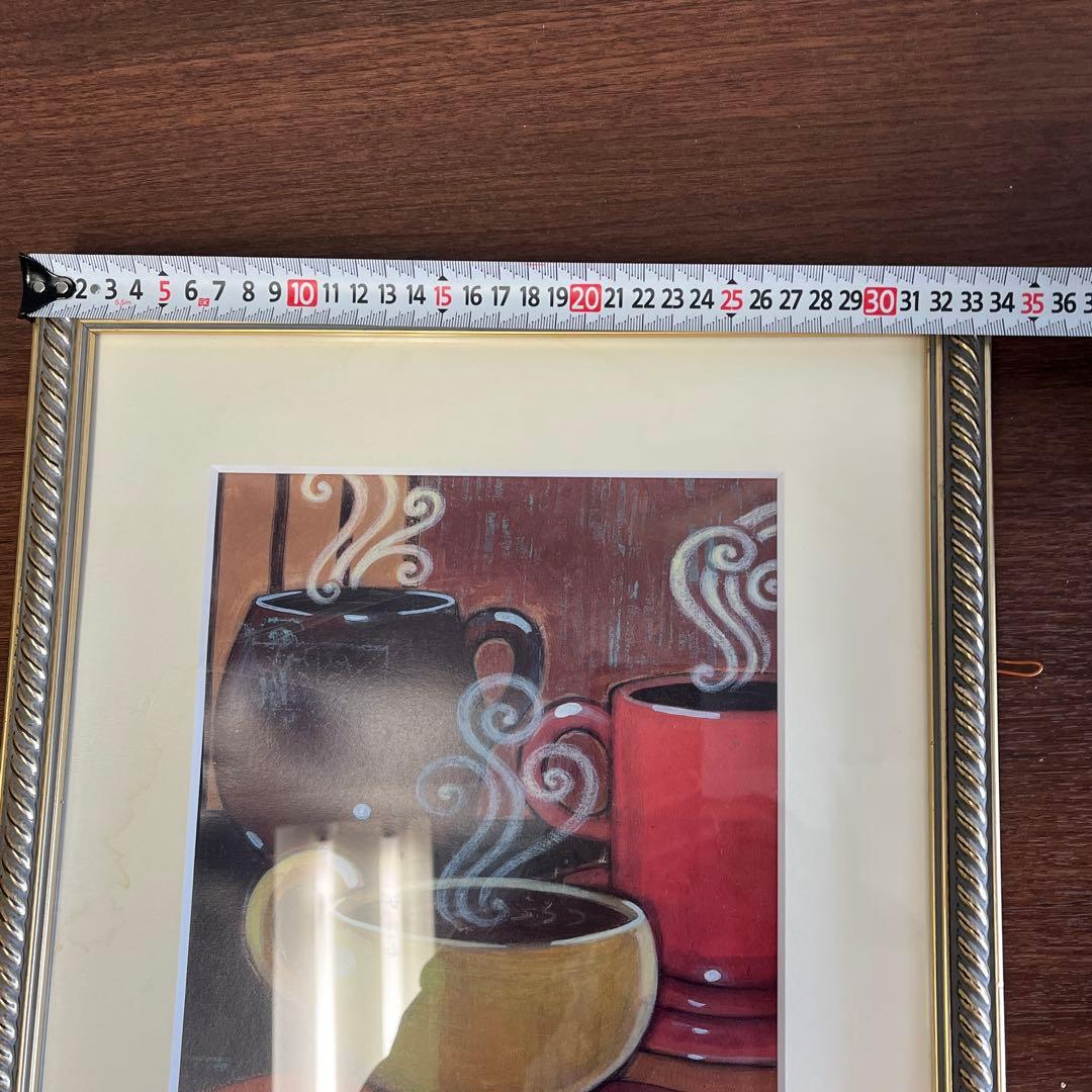 コーヒーカップアート 3点セット シルバーフレーム　インテリア