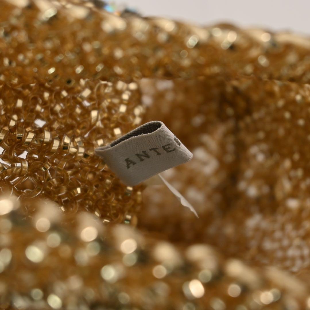 ★美品★アンテプリマ ビーズリボン ゴールド ハンドバッグ