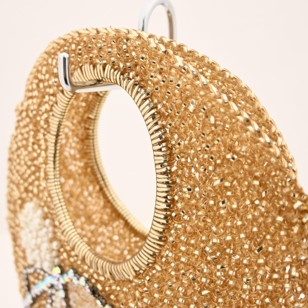 ★美品★アンテプリマ ビーズリボン ゴールド ハンドバッグ