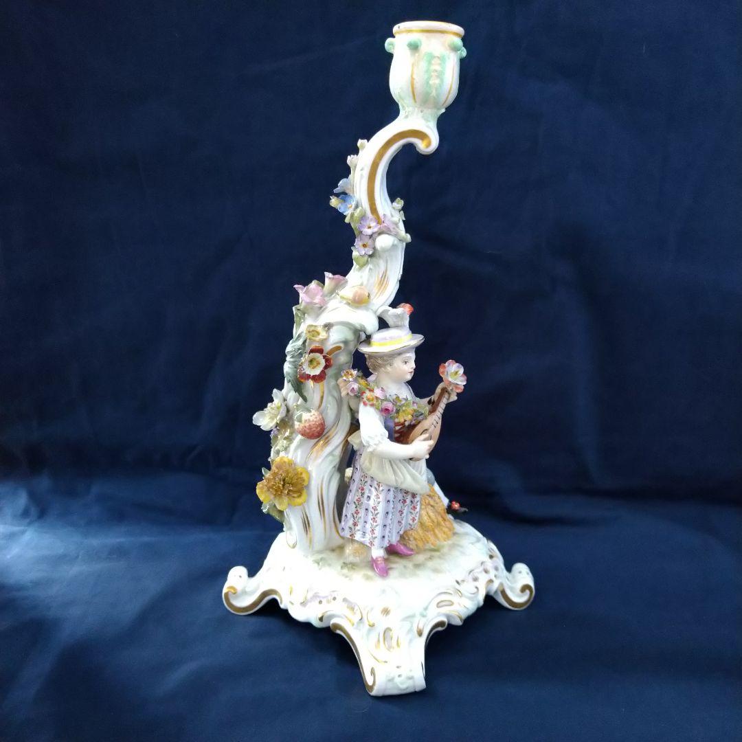 ✤1924年以前マイセン(Meissen)のキャンドルスタンド✤『春夏の寓意』✤
