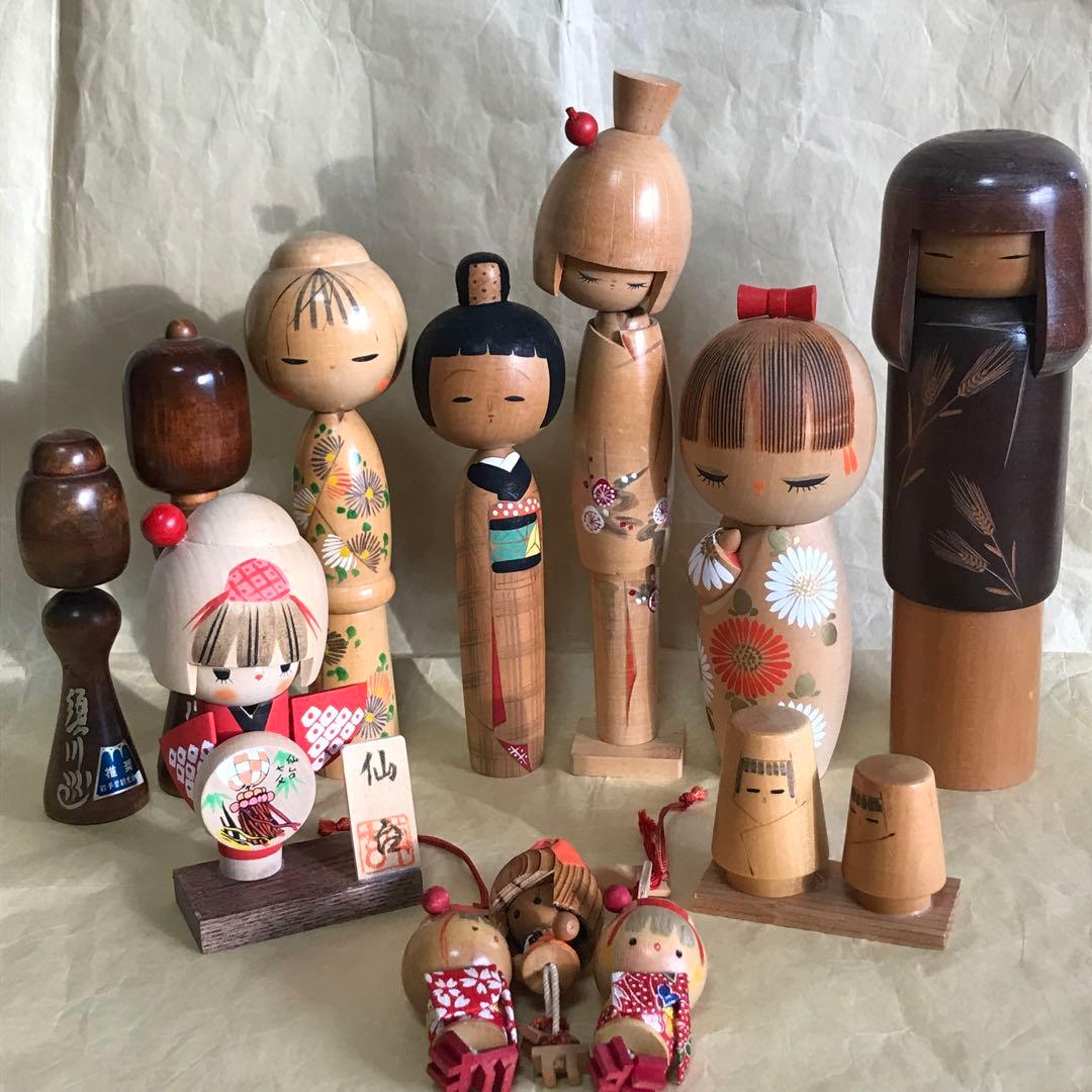 こけしセット民芸品　置物　日本　人形伝統工芸品インテリア こけし