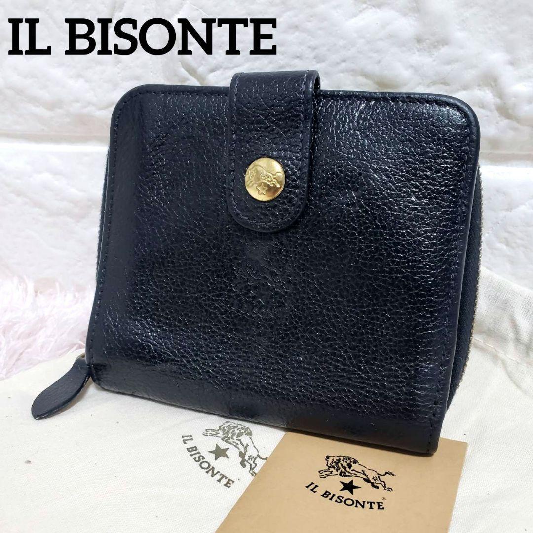 イルビゾンテ IL BISONTE 2つ折り財布 折り財布ブラック 美品