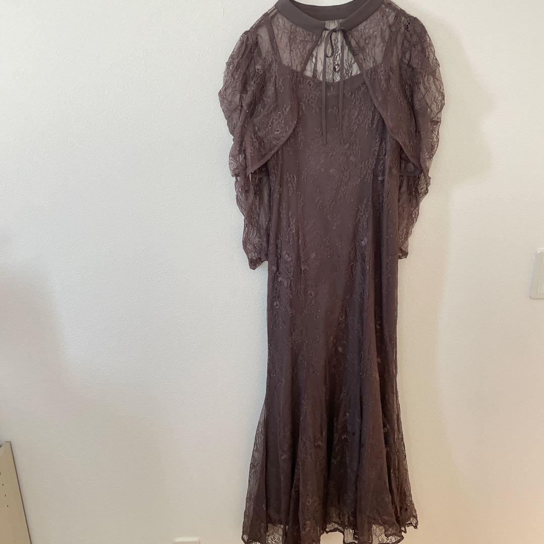 Dorry Doll ボレロレイヤーレースドレス　チャコールグレー　結婚式