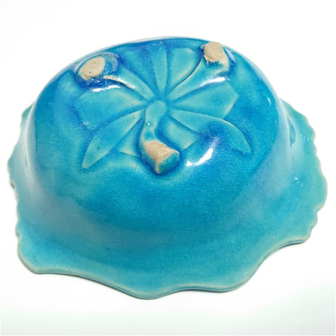 南紀瑞芝製 交趾写し 牡丹形向付皿 時代物 交趾釉 芙蓉手