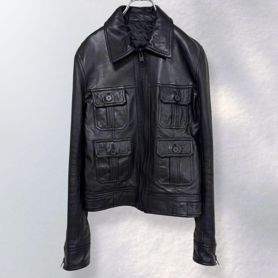 スタッドオム レザージャケット ライダース 4ポケット ジップアップ《i557