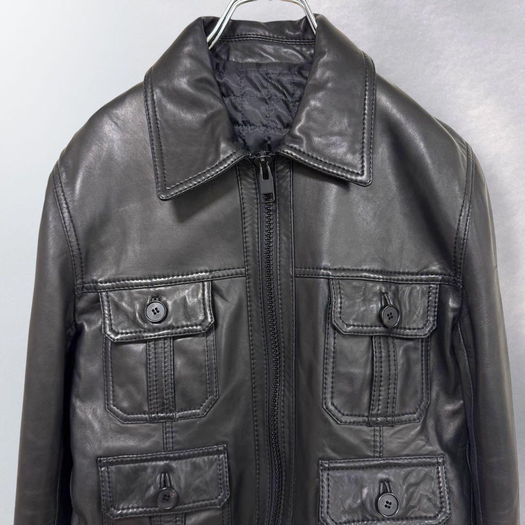 スタッドオム レザージャケット ライダース 4ポケット ジップアップ《i557