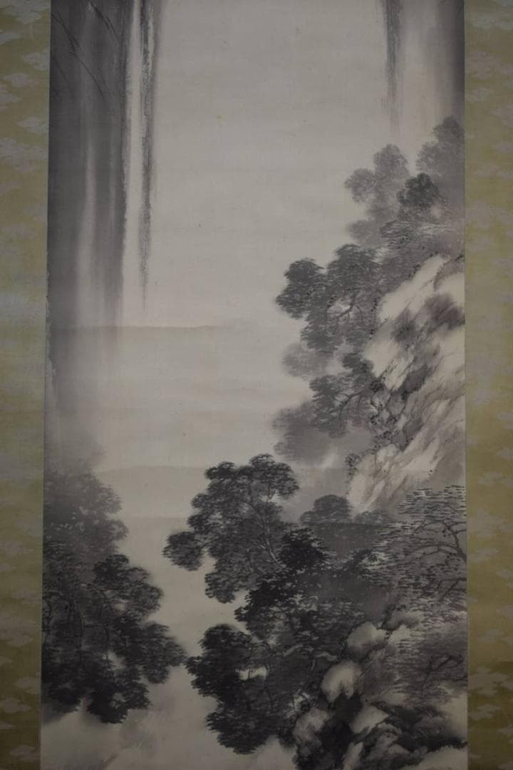 真作/秋華/瀧図/布袋屋掛軸HD-696