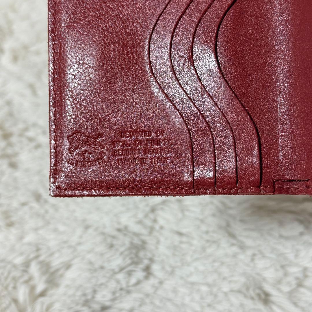 極美品✨IL BISONTE イルビゾンテ　レザー　二つ折り財布　レッド