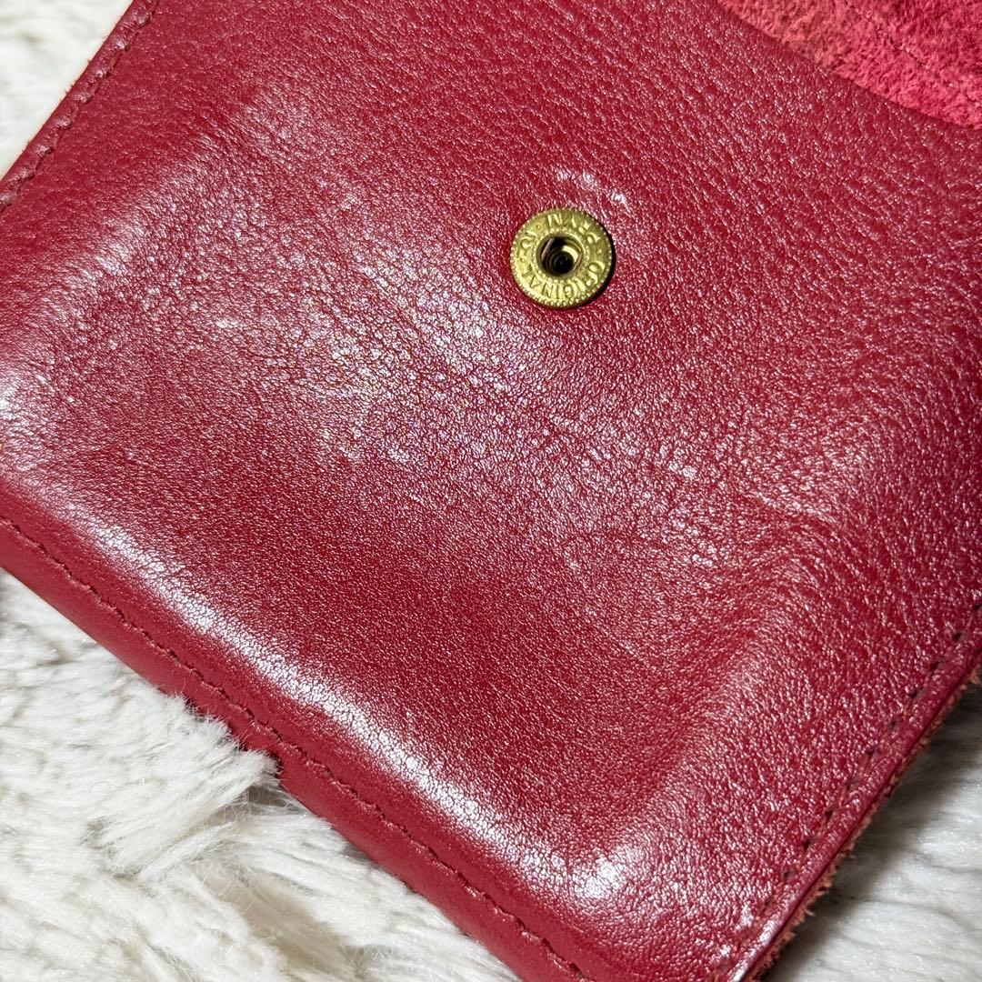 極美品✨IL BISONTE イルビゾンテ　レザー　二つ折り財布　レッド