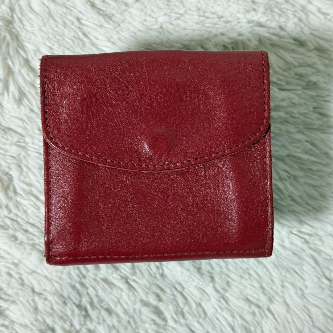 極美品✨IL BISONTE イルビゾンテ　レザー　二つ折り財布　レッド