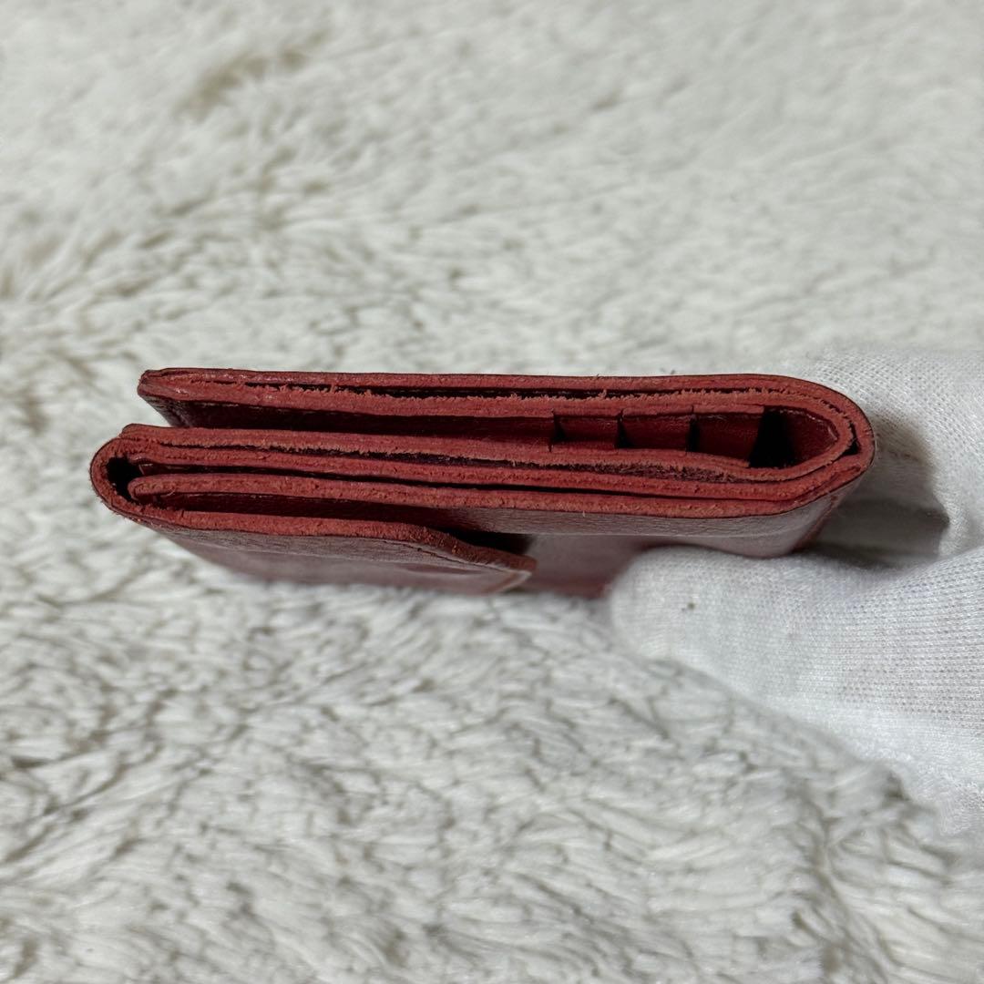 極美品✨IL BISONTE イルビゾンテ　レザー　二つ折り財布　レッド