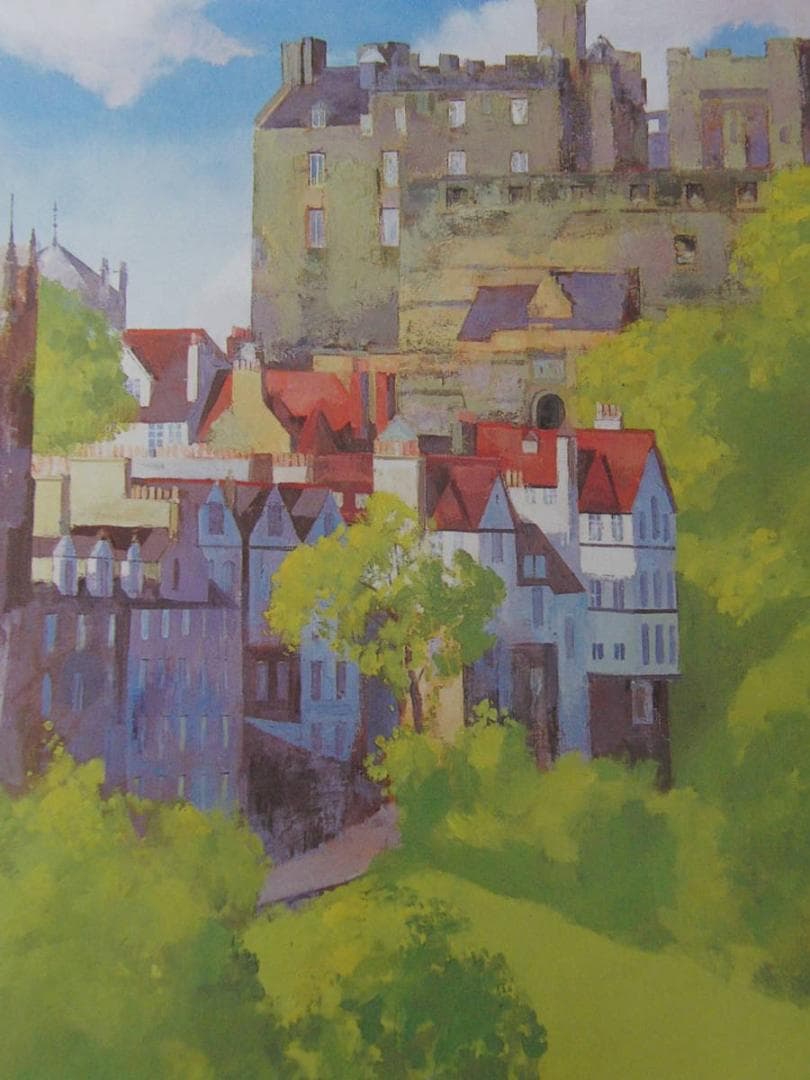 宮下実、【エジンバラ】、希少な額装用画集より、新品額装付