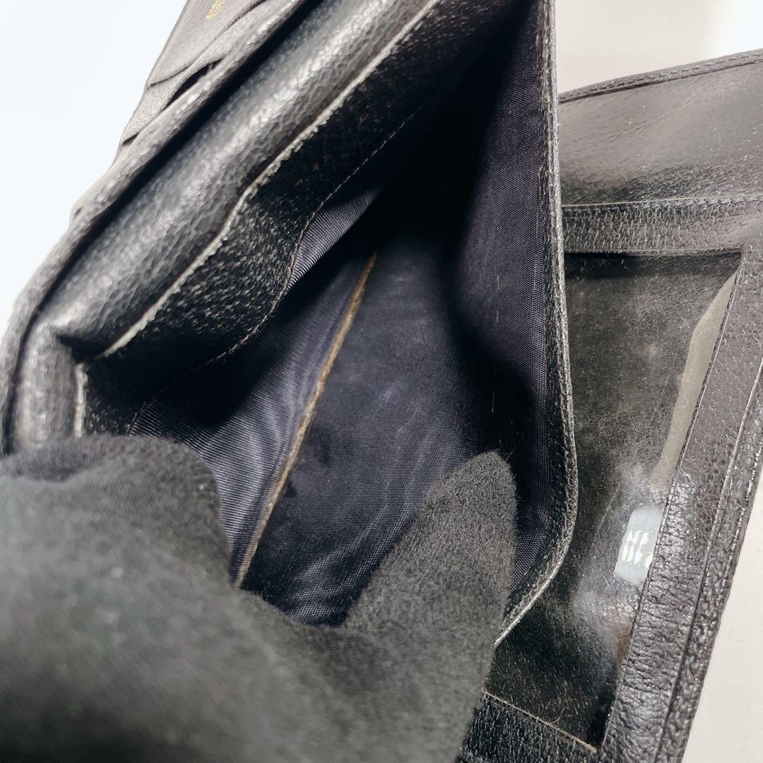 GUCCI　オールドグッチ　シェリーライン　GG柄　PVC　レザー　三つ折り財布