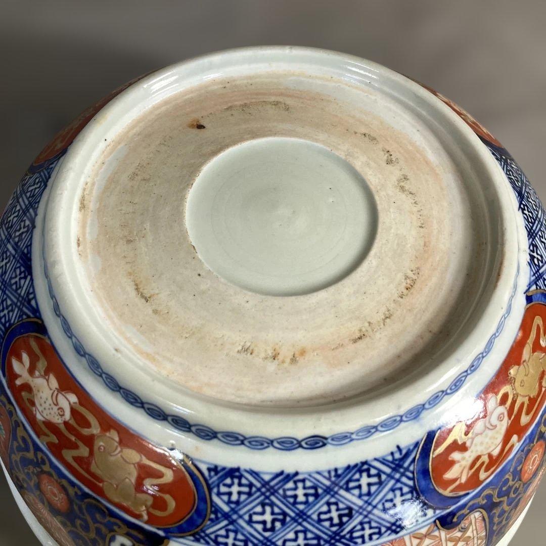 【古伊万里文】古伊万里の伝統　古伊万里文　極錦三方割鶴亀松梅鳳凰見込文　大深鉢