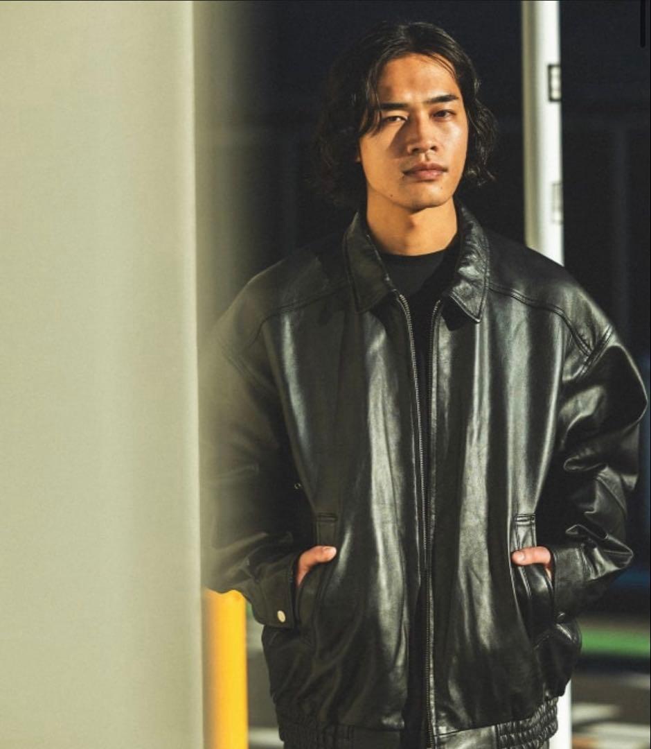 2025年 BEAMS ワイドフィット 4ポケット レザー ブルゾン S シープ