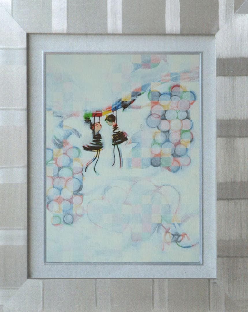 油絵 菅家令子 絵 絵画 インテリア 額付(銀) F4-081114 可愛い子供