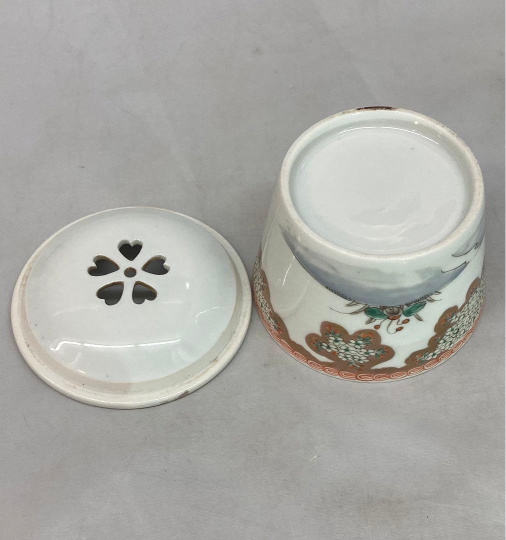 B127s 錦桜樹に馬図建水　有田焼　伊万里焼　茶こぼし　箱無し