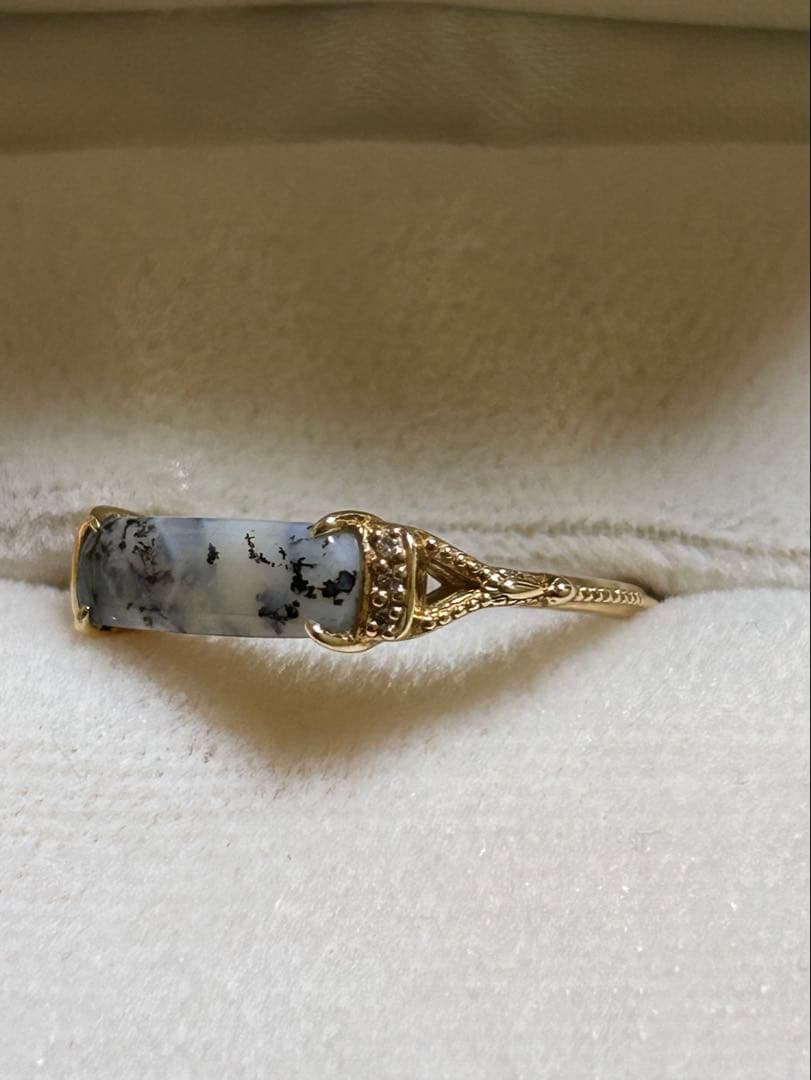 アガット　k10デンドライトオパールリング　 11号