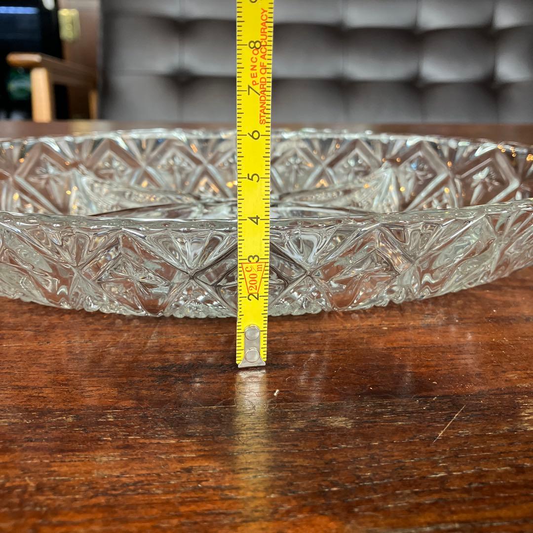 フランスアンティーク オードブルガラスプレート 4仕切 切子