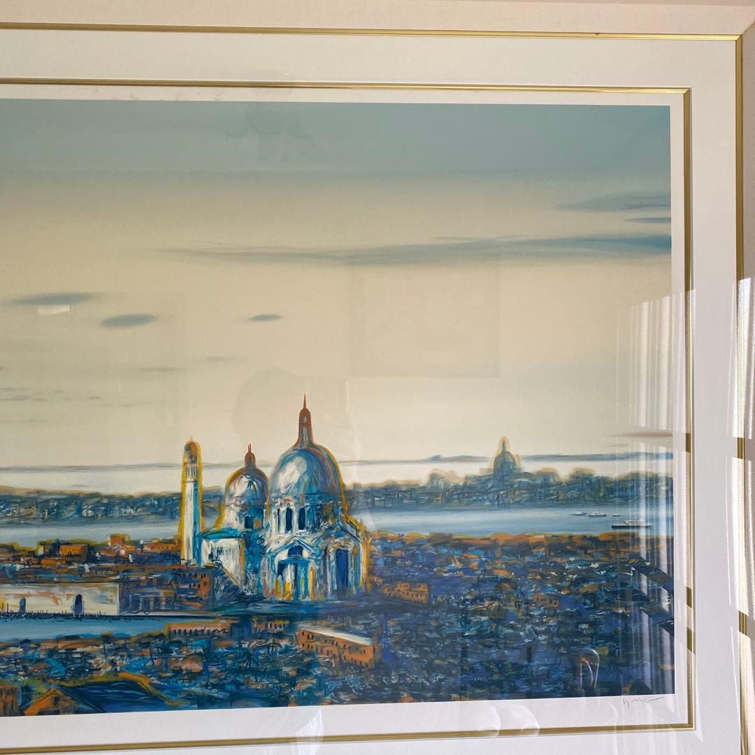 ベニスの思い出　ヒロヤマガタ　シルクスクリーン 風景画 大きめ 黒フレーム