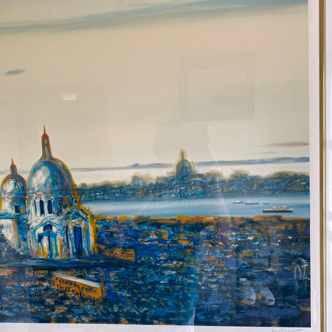 ベニスの思い出　ヒロヤマガタ　シルクスクリーン 風景画 大きめ 黒フレーム