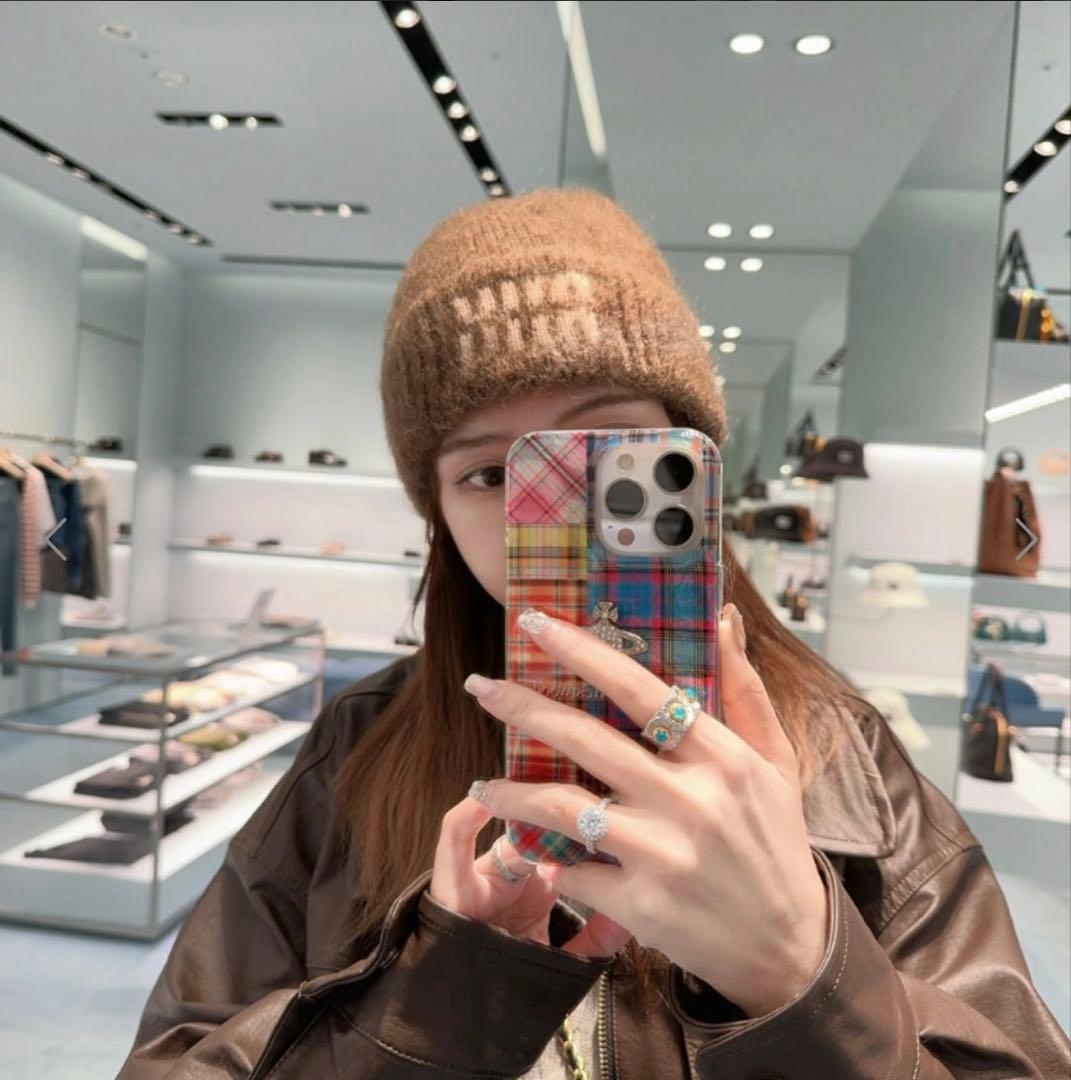 miumiu ミュウミュウ ニット帽 ブラウン