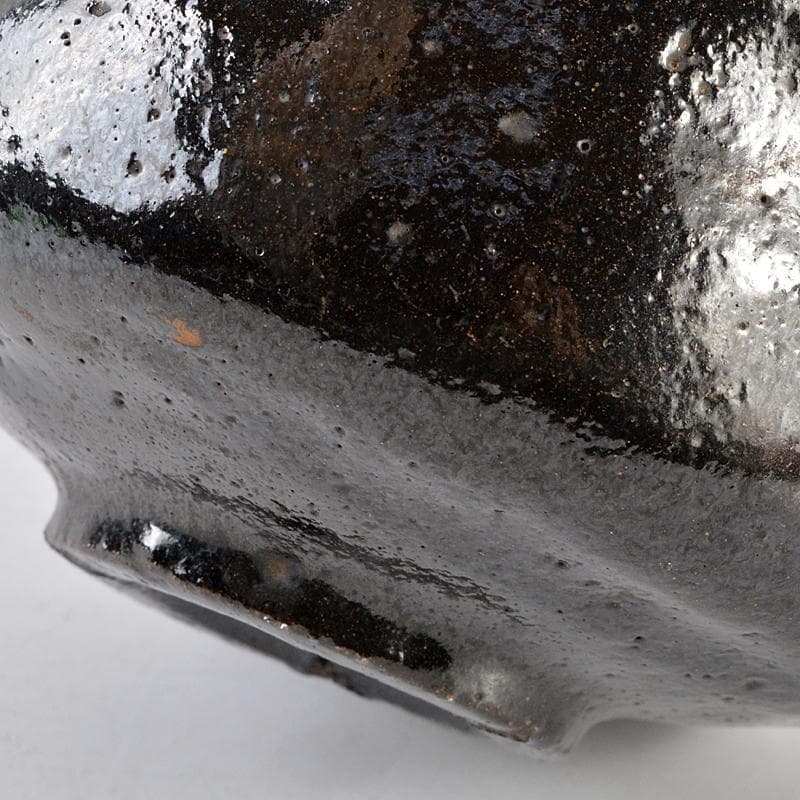 茶道具　楽吉左衛門　了入作黒楽茶碗　仕覆付　黒田陶々庵識箱　M　R5623