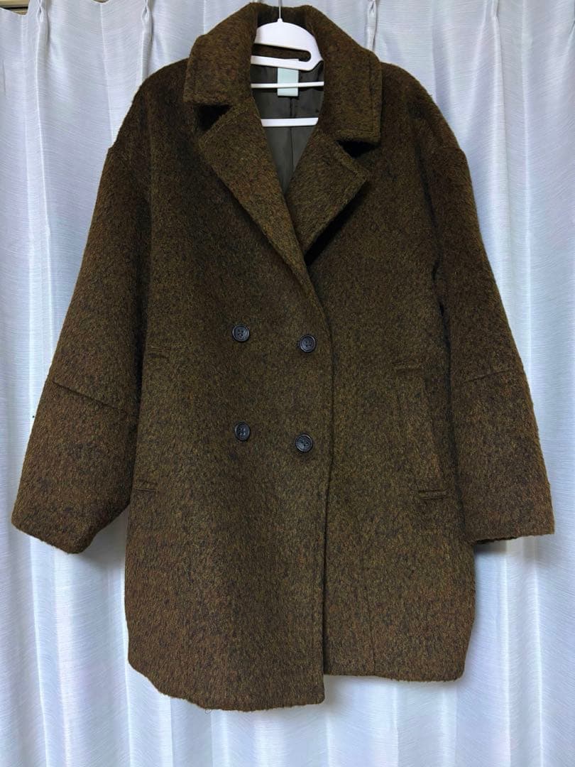 HappyJohnウールブレンドシャギーコクーンピーコート