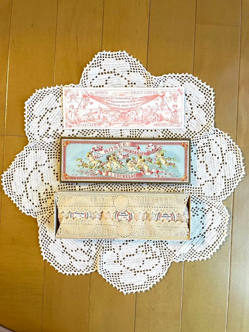 希少　フランスアンティーク　天使のサボンボックス　ソープボックス　石鹸3個未開封