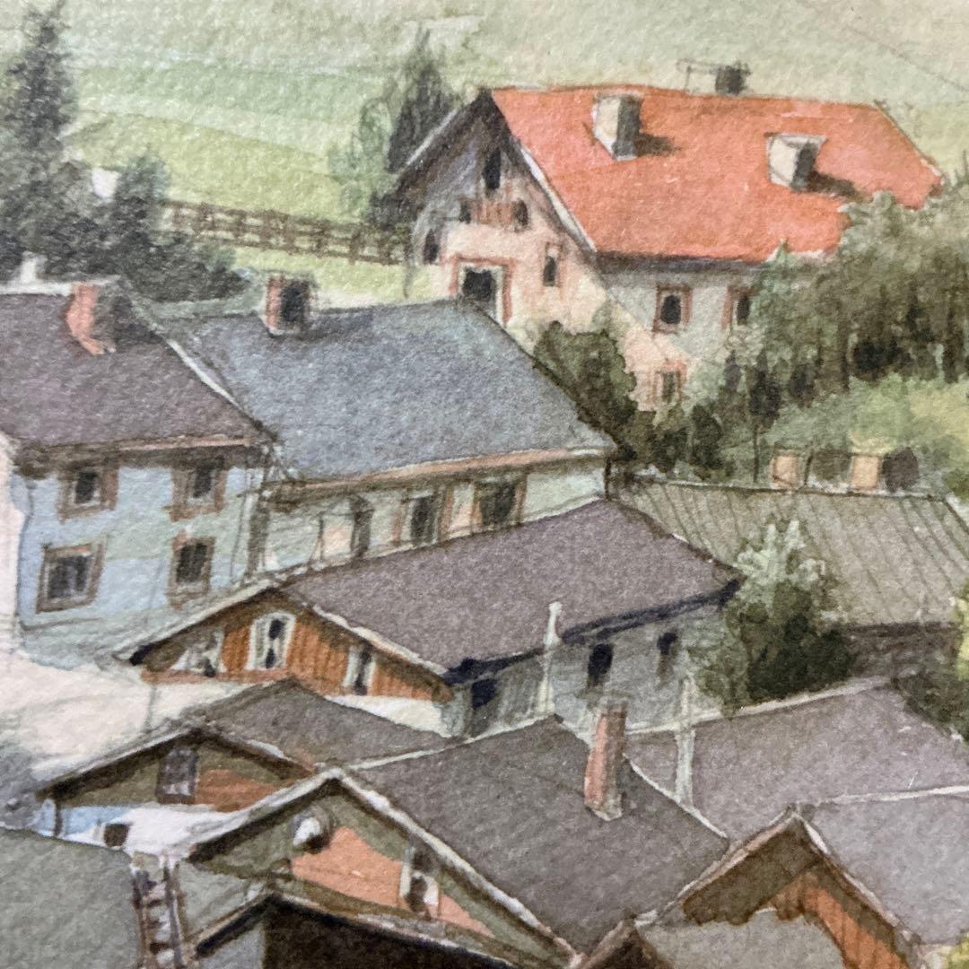 絵画・版画・リトグラフ・織田義郎・スイス・サンタマリアV.M・アルプス・世界遺産