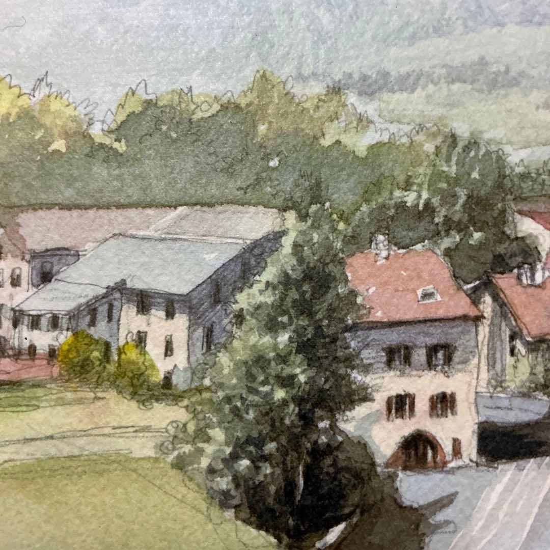 絵画・版画・リトグラフ・織田義郎・スイス・サンタマリアV.M・アルプス・世界遺産