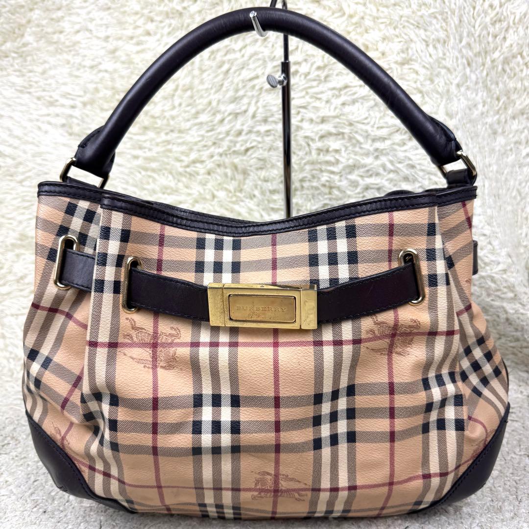 バーバリー ワンショルダーバッグ ハウスチェック ホースロゴ PVC レザー