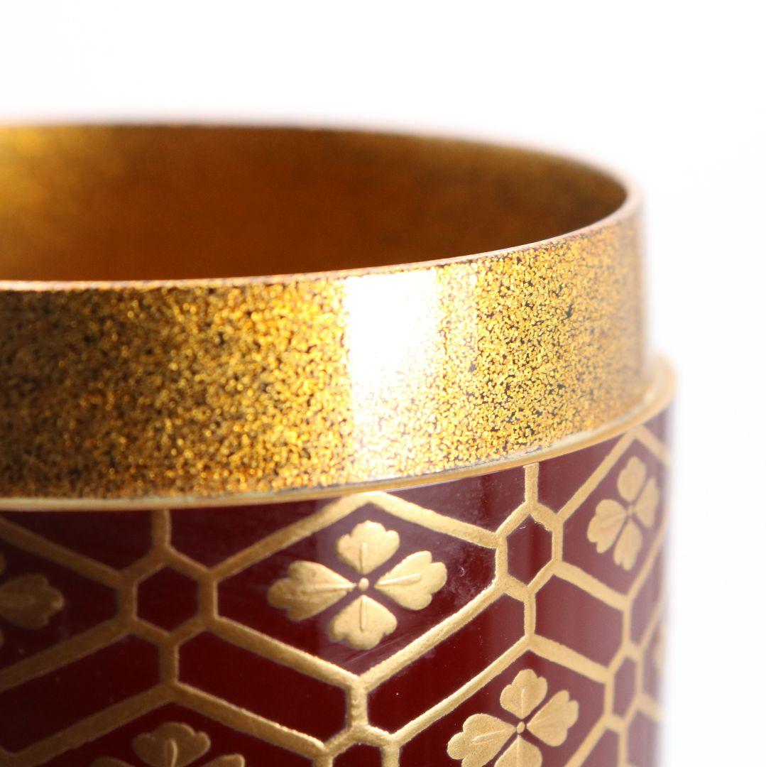 清瀬一光作 小紋菊桐蒔絵 雪吹 薄茶器 金梨子地 茶道具 共箱　ST950