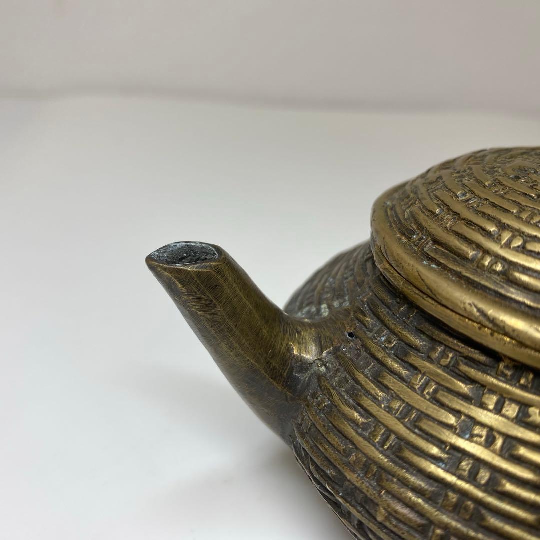 中国古玩　大明宣徳年製　古銅　急須　共箱　294g 東さ7-0823①