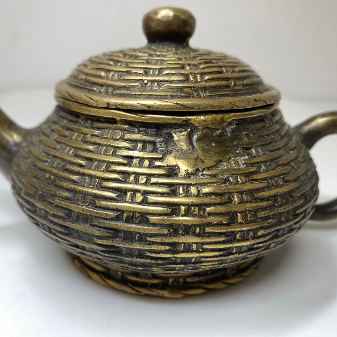 中国古玩　大明宣徳年製　古銅　急須　共箱　294g 東さ7-0823①