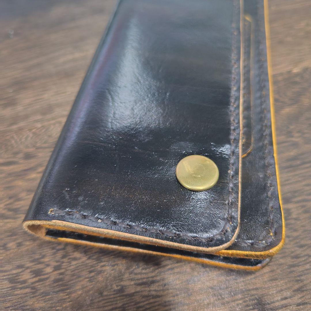 トラッカーウォレット ロング 手染め 黒っぽい焦げ茶