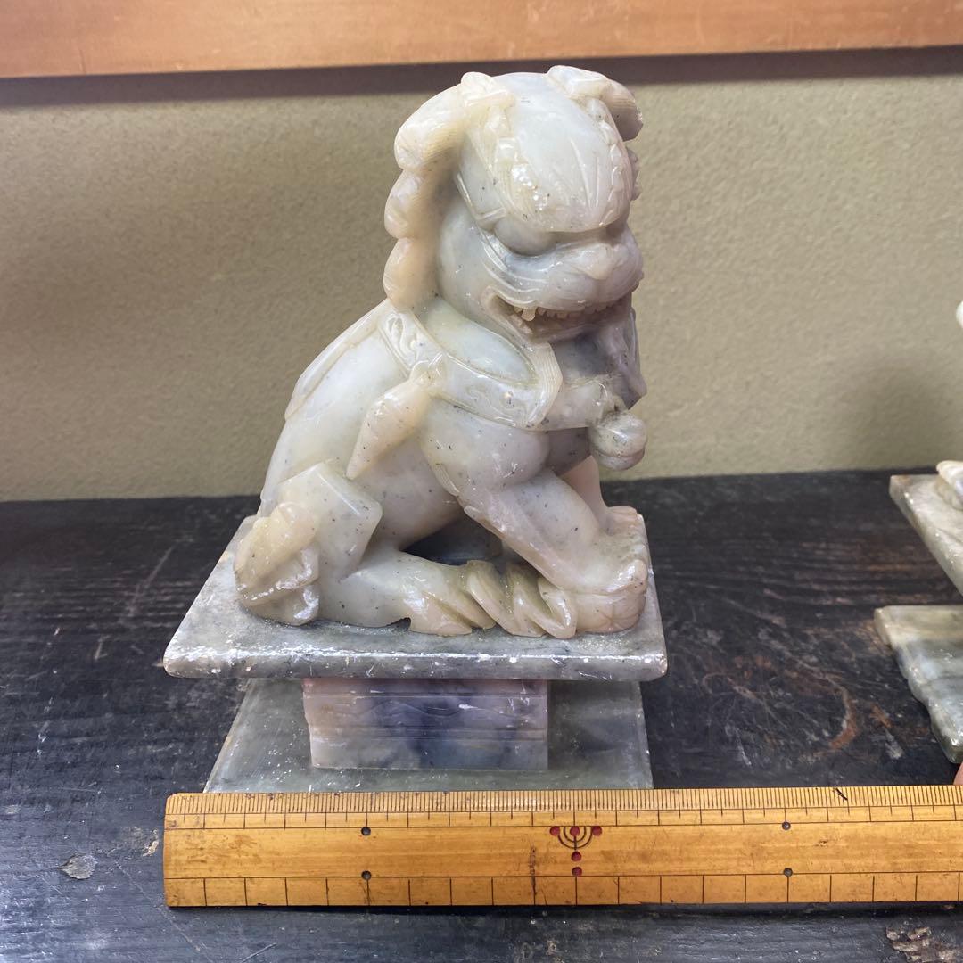 白玉製獅子像2体セット