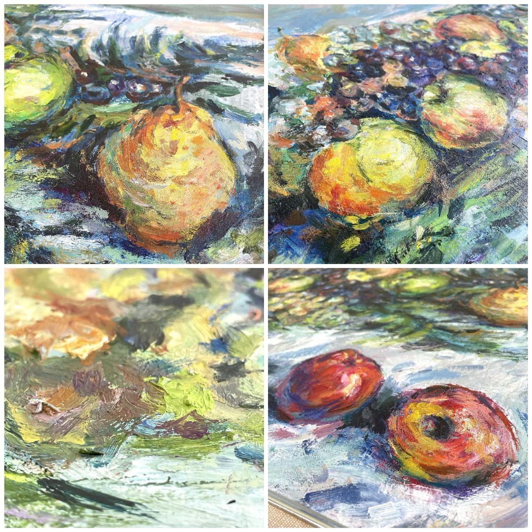 1987年 網野紀代美 クロード・モネ『果物のある静物 』より 額装 油絵 油彩