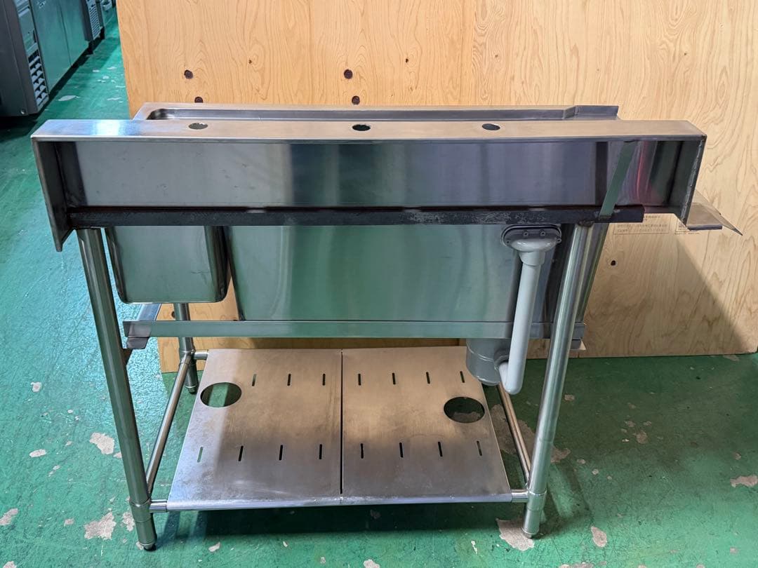 マルゼン左側ソルイドシンクゴミ籠付き 1100x650x810(+150)