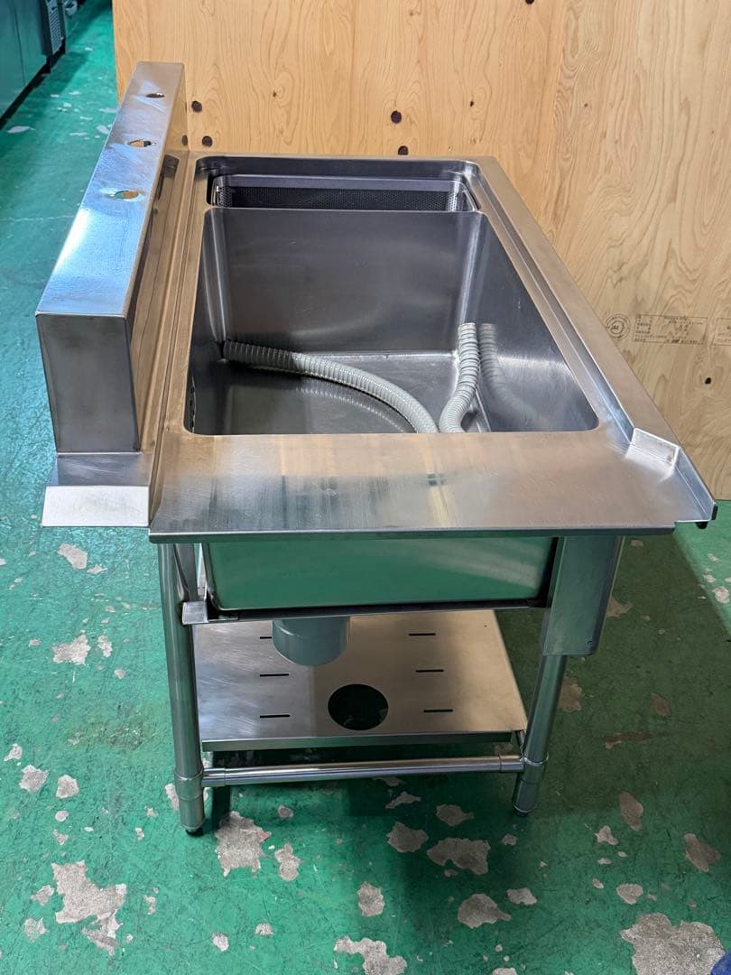 マルゼン左側ソルイドシンクゴミ籠付き 1100x650x810(+150)