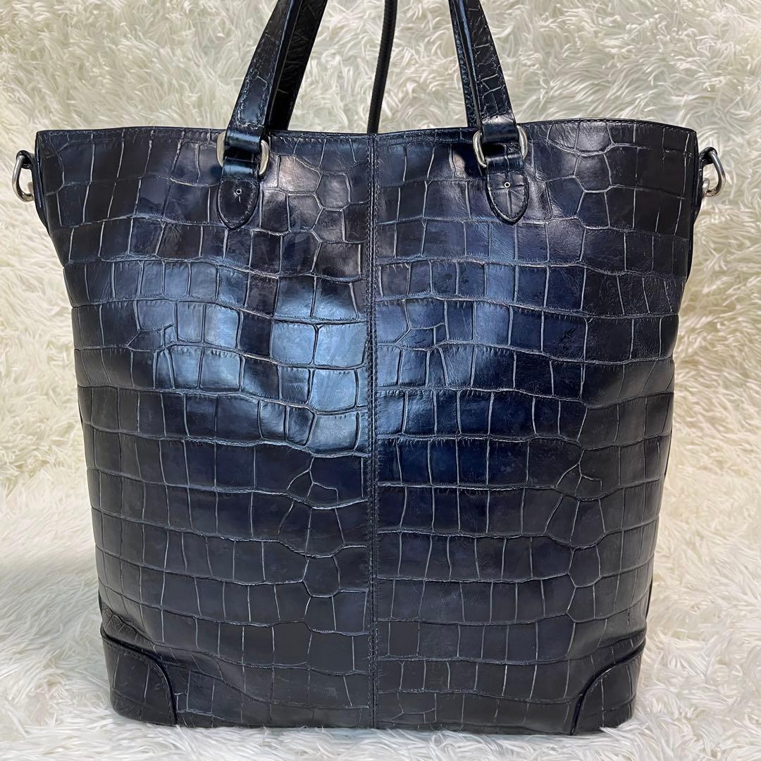 Daniel&Bob ビジネスバッグ クロコ型押し 2way ダークネイビー