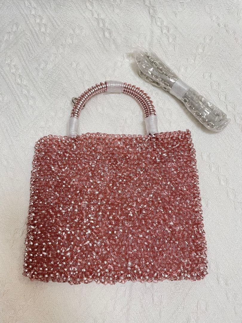 やーこ様の予約専用ページ　キラキラ　ビーズ　パーティーバッグ　ピンク