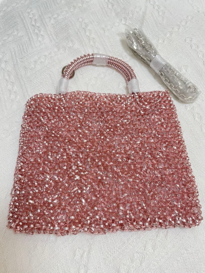 やーこ様の予約専用ページ　キラキラ　ビーズ　パーティーバッグ　ピンク