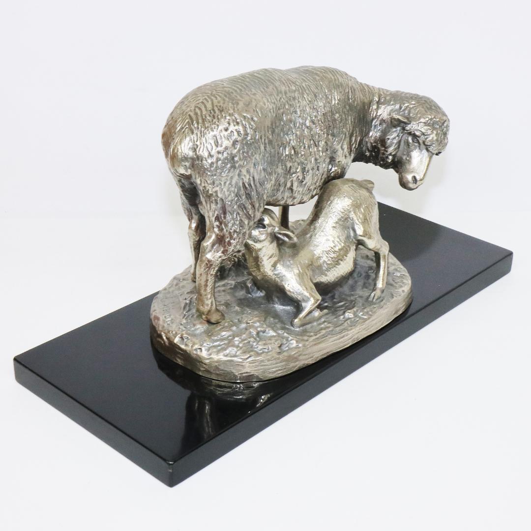 EMILE LIENARD エミール レナード　白銅製　羊　置物　栞　共箱