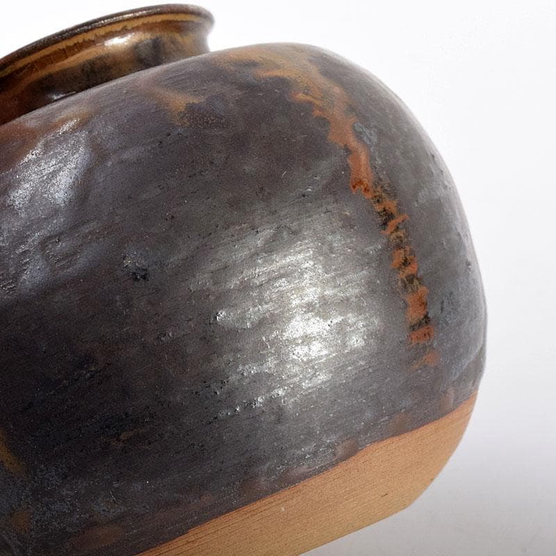 茶道具　高取焼　高取丸壺茶入　仕覆付　在銘　時代箱　V　6881