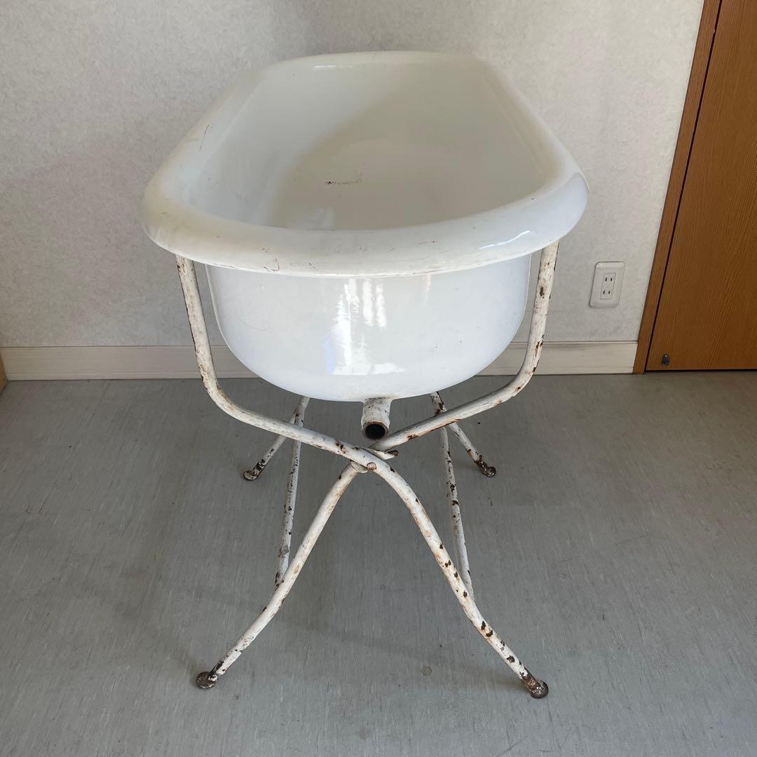 ヴィンテージ　琺瑯　ベビー　バスタブ　スタンド付き