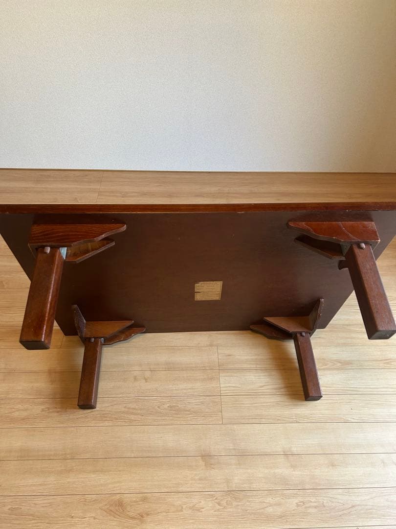 ひ*こ様 昭和レトロ 折りたたみ式座卓 天然木化粧合板