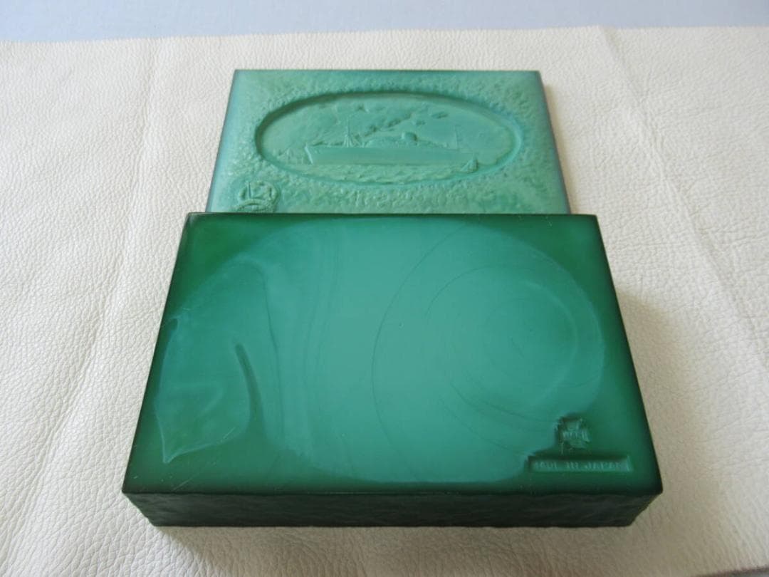 極希少1940年◆小柴外一 幻の技法 岩城硝子 練硝子 日本郵船就航記念小物入れ