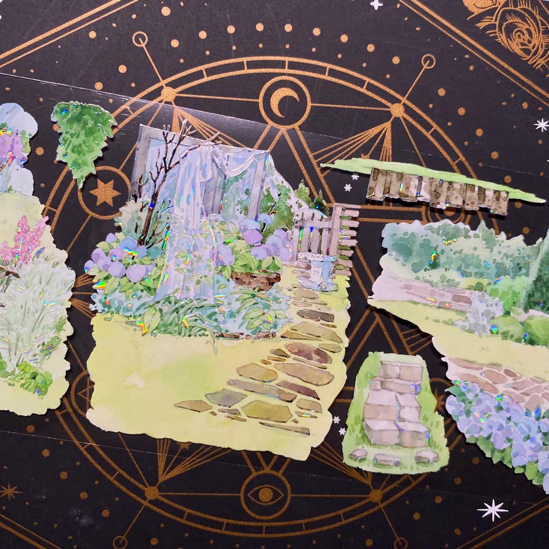 【9159】海外　中古巻貝殻光マスキングテープ　小屋　ガーデン　生活　背景装飾系