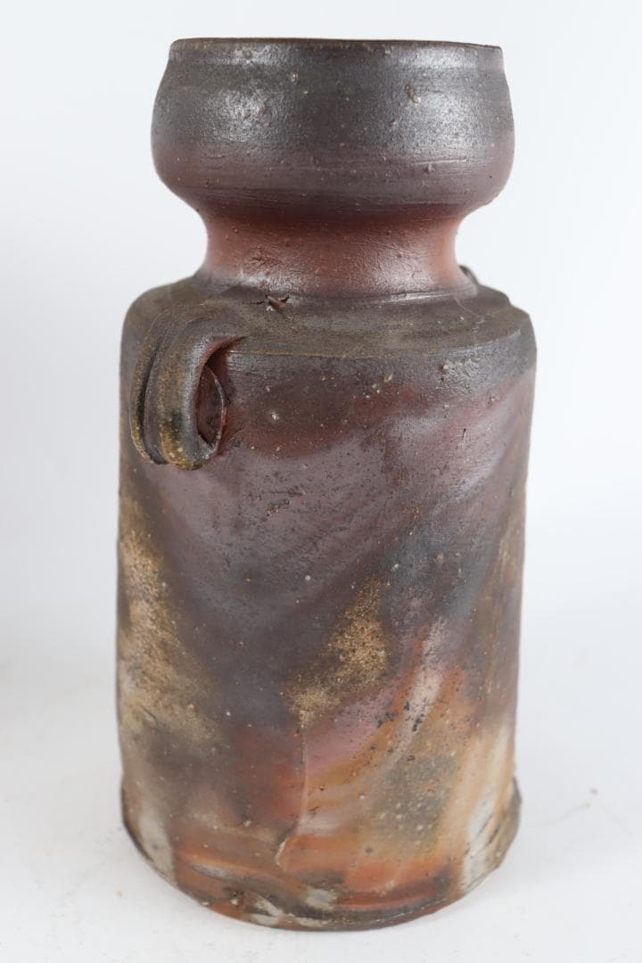 備前 人間国宝 伊勢崎淳 耳付 花生 共箱